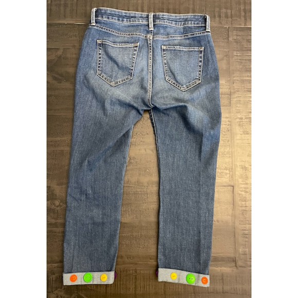 a.n.a Skinny Ankle Jeans Cuffed/Rolled Multicolored Buttons-Sz 6 - Picture 9 of 9